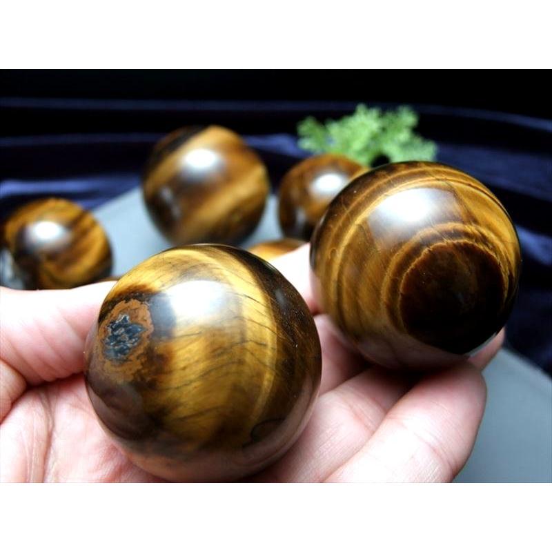 3A タイガーアイ 丸玉 直径52mm-54mm 金運の代名詞 良質シャトヤンシー
