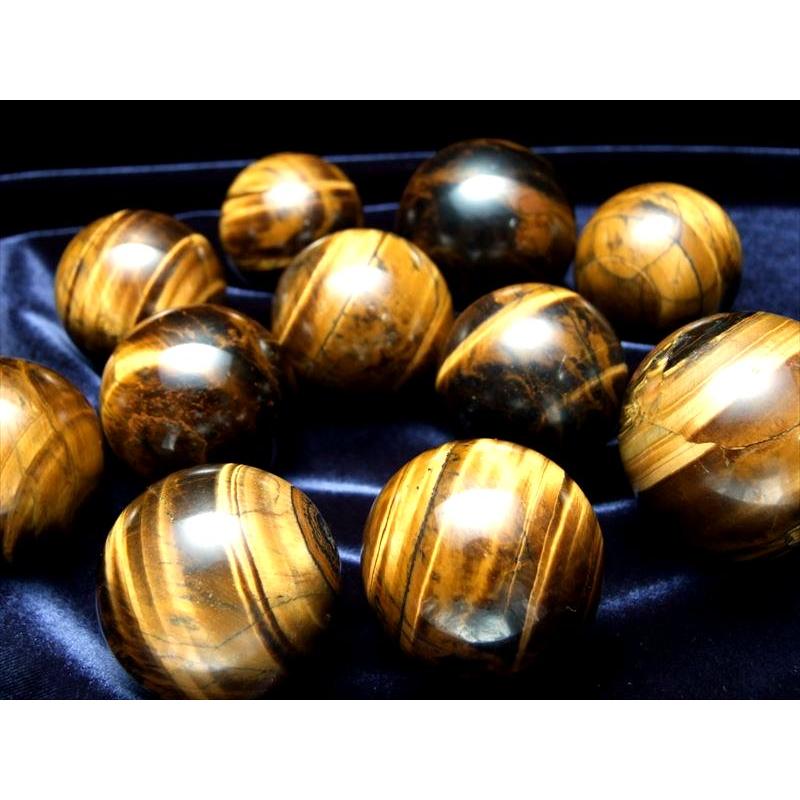 3A タイガーアイ 丸玉 直径52mm-54mm 金運の代名詞 良質シャトヤンシー