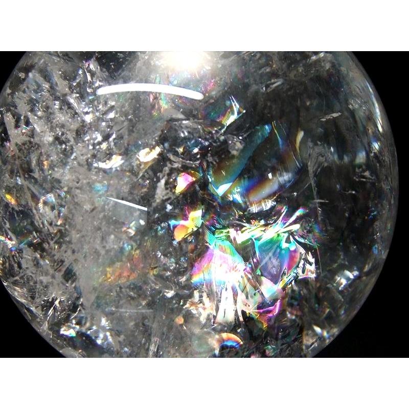バイヤー厳選 5A 天然 虹入り 水晶 丸玉 台座付き 重さ1041g φ91mm レインボー水晶 すべての浄化と純粋さの象徴 極上天然石 一点もの ブラジル産の画像