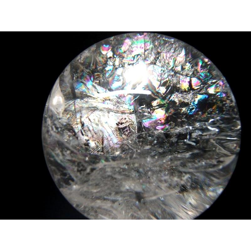 バイヤー厳選 5A 天然 虹入り 水晶 丸玉 台座付き 重さ1041g φ91mm レインボー水晶 すべての浄化と純粋さの象徴 極上天然石 一点もの ブラジル産の画像