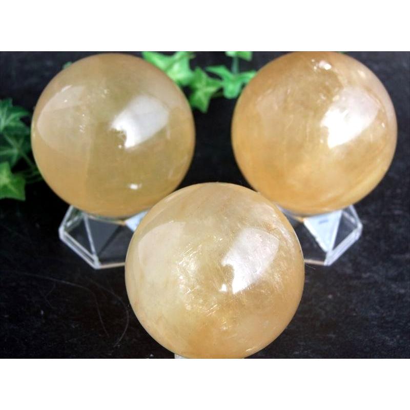 希少3A ゴールデンカルサイト 丸玉 直径約58mm-60mm 透明感抜群 美麗