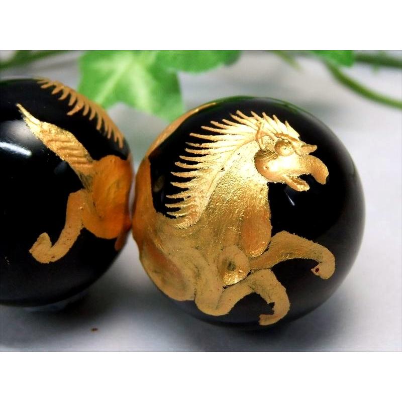 2026年の干支 馬 ウマ 彫り オブシディアン 丸玉 1個売り 直径約28mm 