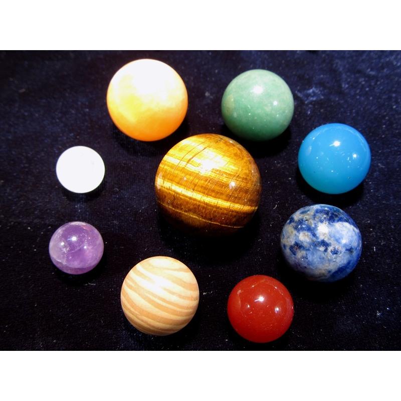 太陽系の9つの惑星 ギフトボックス付 天然宝石 丸玉 セット 石サイズ約