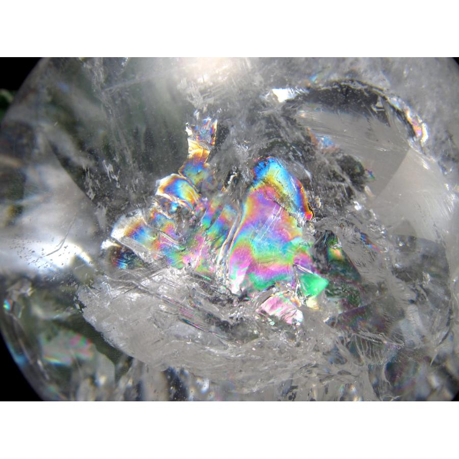 迫力の大玉 アイリス 5A 天然虹入り水晶 丸玉 直径128mm 重さ2924g 虹入り水晶 透明感抜群 台座付き 一点もの 天然水晶 パワーストーン 天然石 ss-20の画像