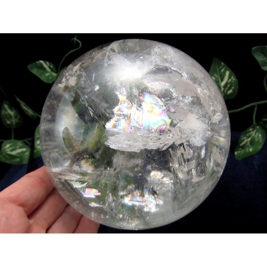迫力の大玉 アイリス 5A 天然虹入り水晶 丸玉 直径128mm 重さ2924g 虹