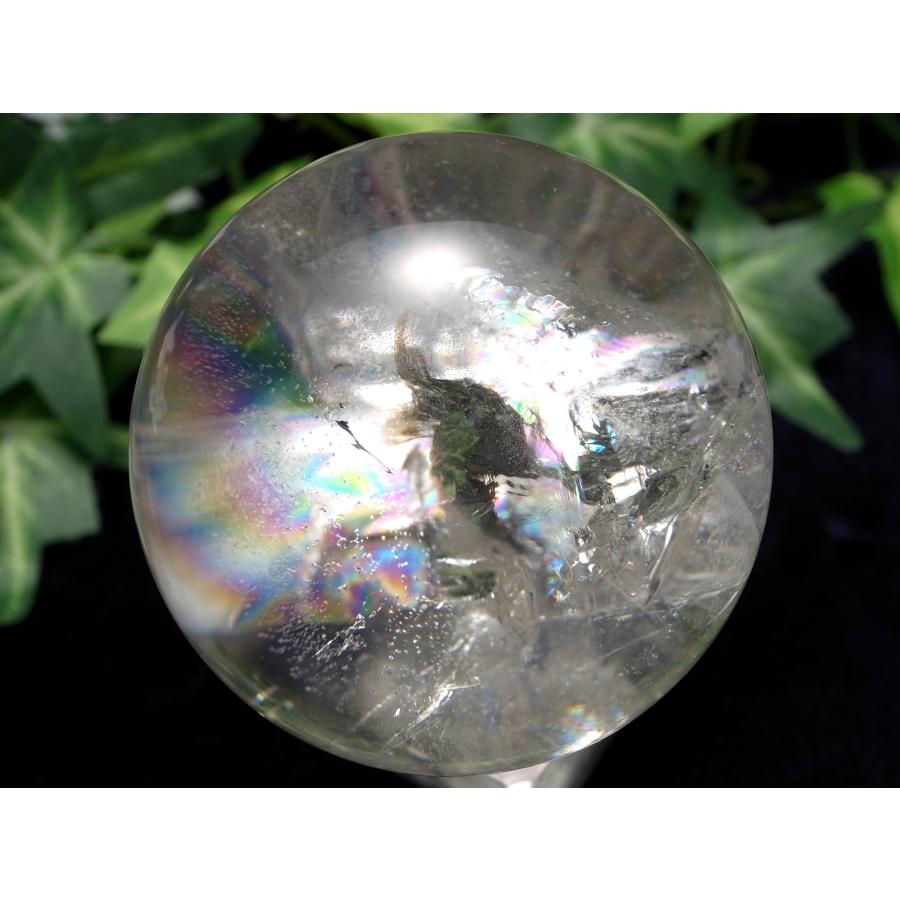 超透明 5A レムリアン水晶 丸玉 台座付き φ45.5mm 重さ132g 古代