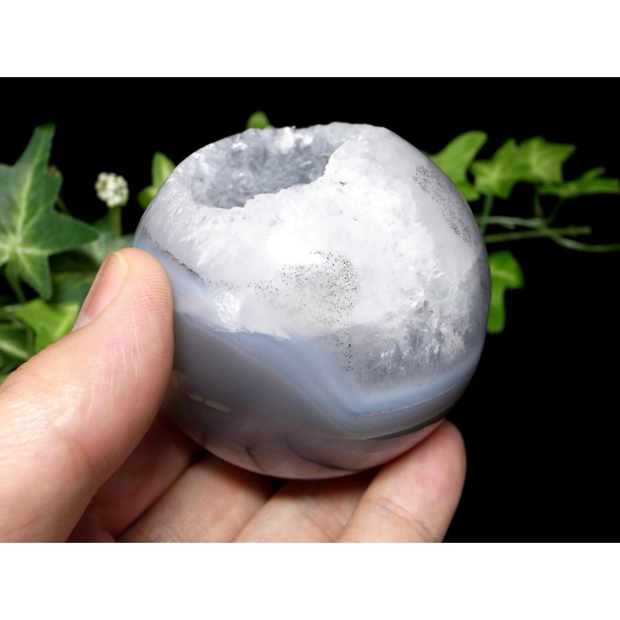 笑福開運アゲートボール 笑口 メノウ アゲート 丸玉 台座付 直径 64mm