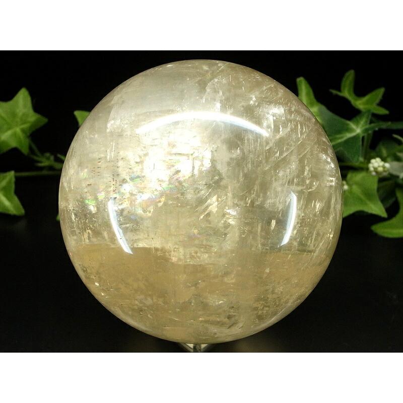 5A 超透明 キラキラ ゴールデン カルサイト 丸玉 台座付 直径約81mm 重さ797g 繁栄と成功の象徴 丸玉置物 一点もの メキシコ産 パワーストーン 天然石 | ブランド登録なし | 02