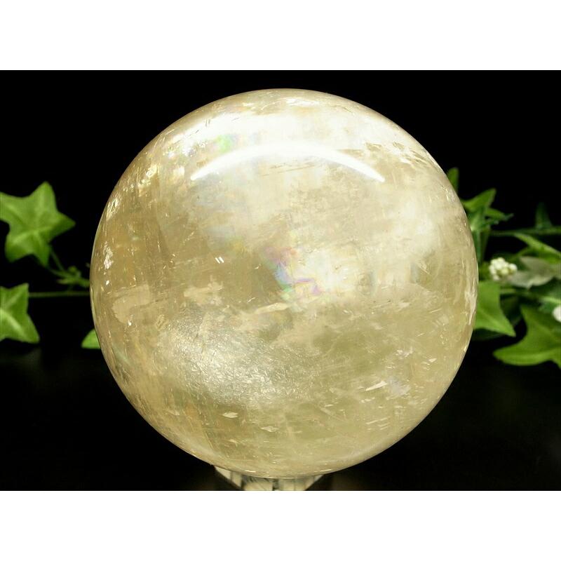 5A 超透明 キラキラ ゴールデン カルサイト 丸玉 台座付 直径約81mm 重さ797g 繁栄と成功の象徴 丸玉置物 一点もの メキシコ産 パワーストーン 天然石 | ブランド登録なし | 04