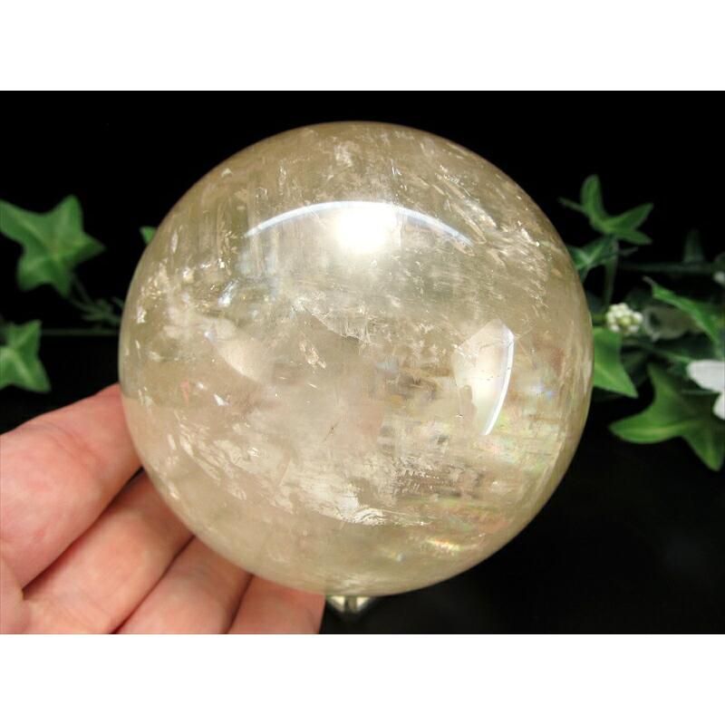 5A 超透明 キラキラ ゴールデン カルサイト 丸玉 台座付 直径約81mm 重さ797g 繁栄と成功の象徴 丸玉置物 一点もの メキシコ産 パワーストーン 天然石 | ブランド登録なし | 05