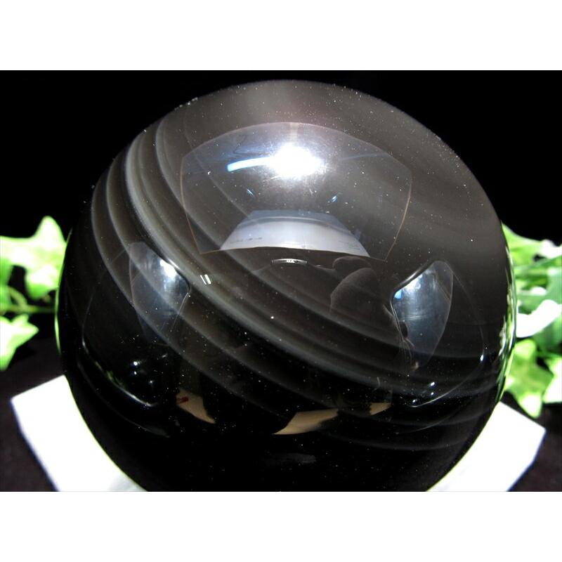 希少AAAAA レインボー オブシディアン 丸玉 台座付き 直径89mm 重さ