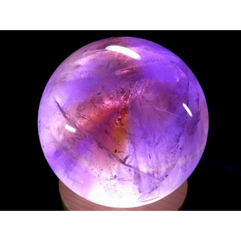 浮かび上がる天使の指紋 S級 トラピッチェ アメトリン 丸玉 台座付