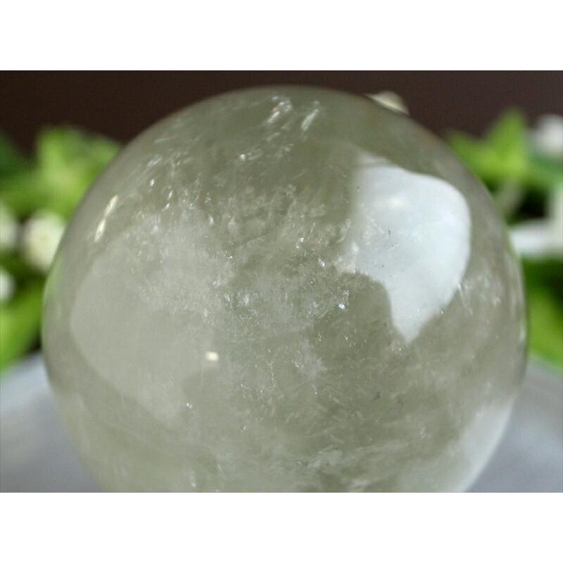 希少な緑水晶 4A プラシオライト 緑水晶 丸玉 直径51mm 重さ187g 透明