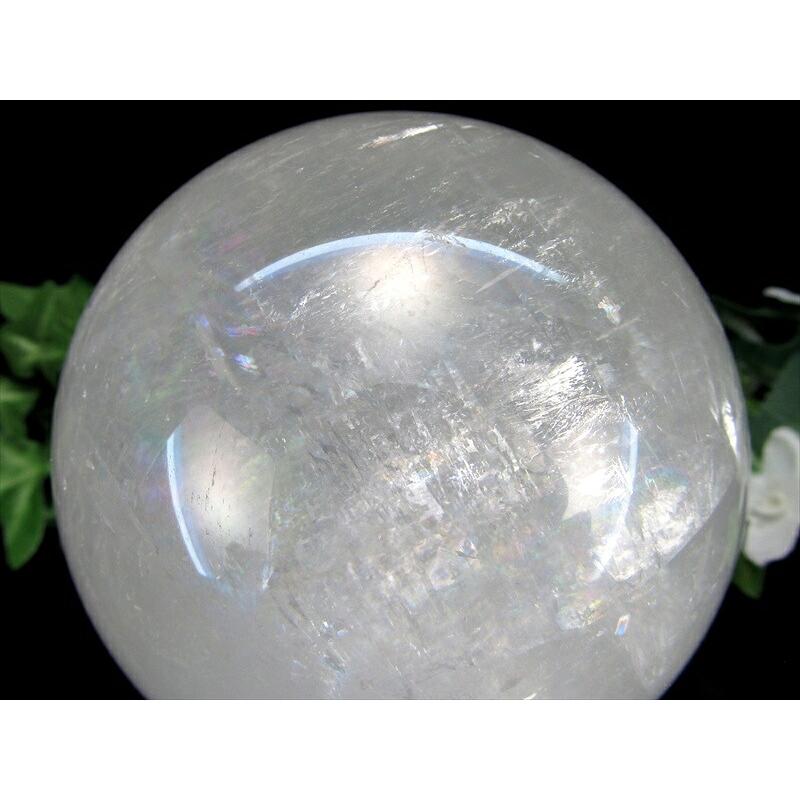虹入り 4A ホワイト カルサイト 丸玉 台座付 直径85mm 重さ898g エネルギーの増幅と強力な浄化の石 神秘的な美しさ 方解石 ブラジル産 パワーストーン 天然石 | ブランド登録なし | 01
