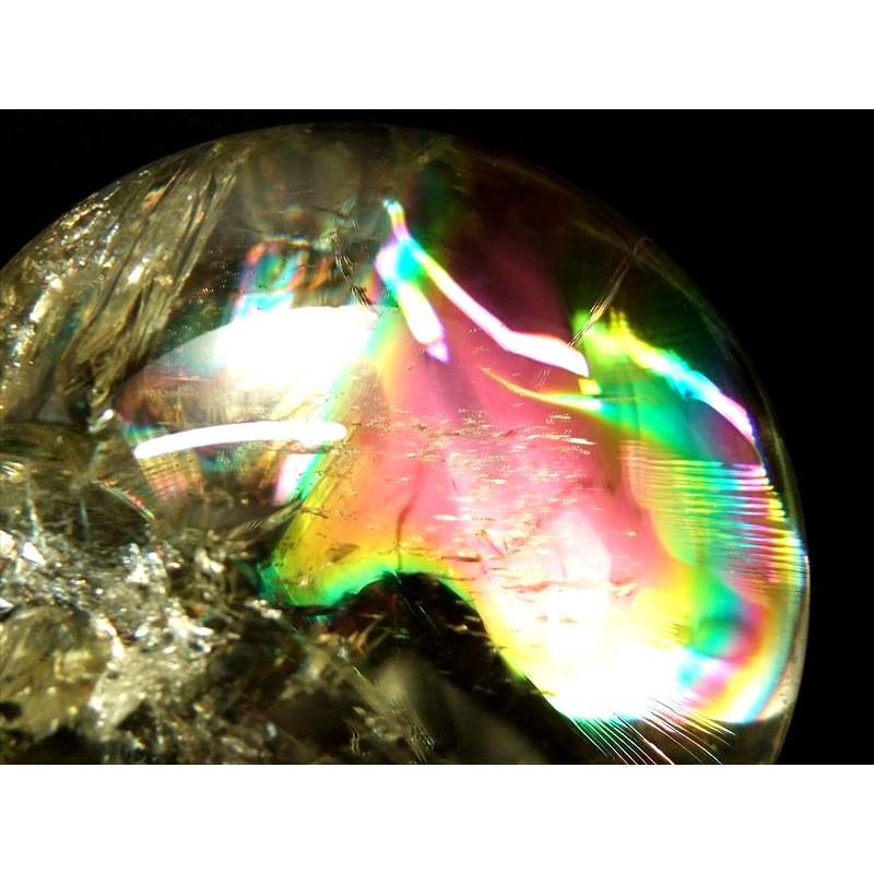 ほぼ全面 虹入り S級 レインボー シトリン 丸玉 座付き 直径約71mm 重