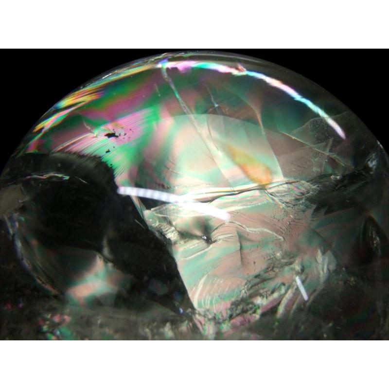 店頭展示中 超透明 大玉 5A級 天然水晶 虹入り 丸玉 台座付き φ97.0mm 重さ 1244g 極上 レインボー水晶 置物 水晶玉 極上天然石 一点もの ブラジル産の画像