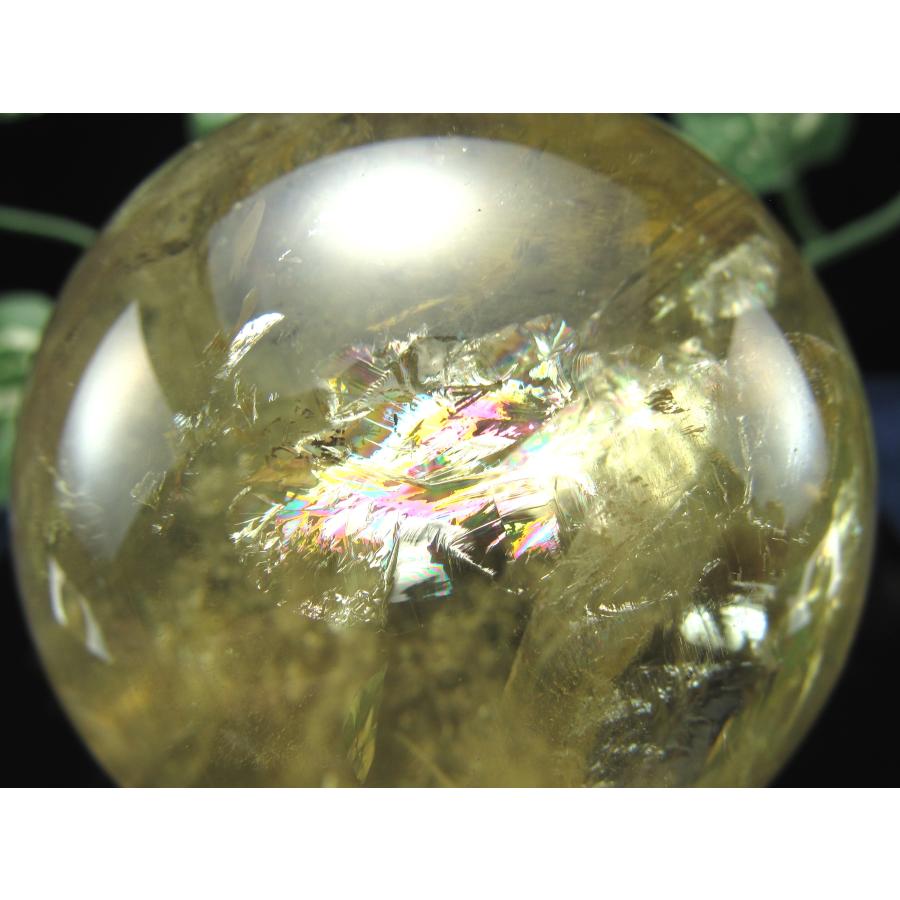 超透明 S級 虹入り シトリン 丸玉 台座付 直径約63mm 重さ353.3g 透明