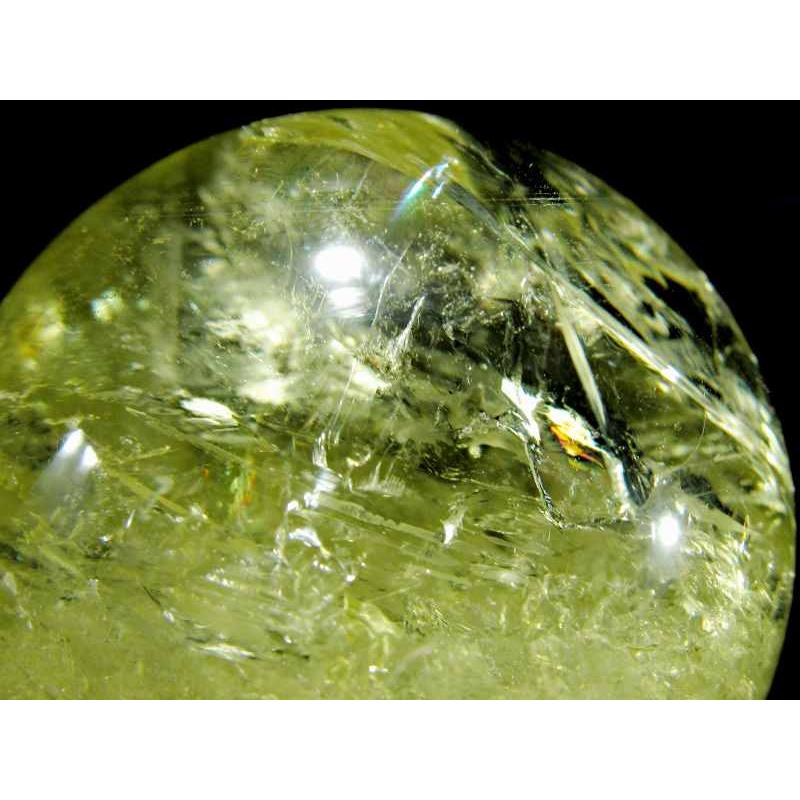 透明 4A 虹 シトリン 丸玉 台座付き 直径約53mm 重さ225g 透明感抜群