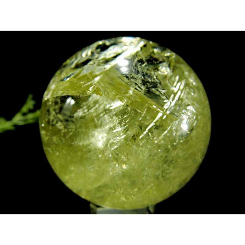 透明 4A 虹 シトリン 丸玉 台座付き 直径約53mm 重さ225g 透明感抜群