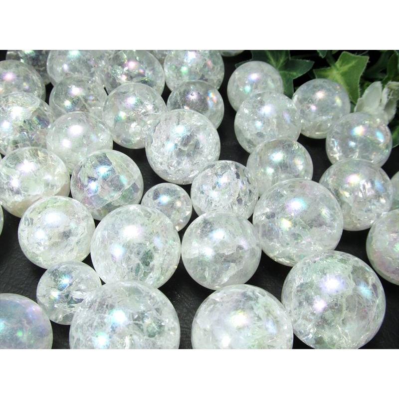 クラックコスモオーラクォーツ (蒸着水晶) 丸玉 詰め合わせ 一袋100g