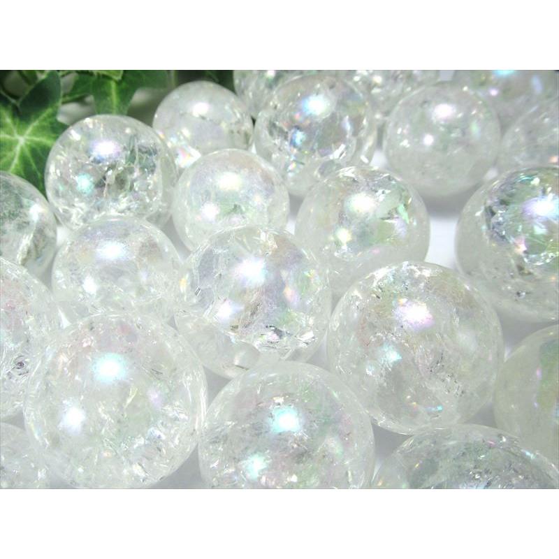 クラックコスモオーラクォーツ (蒸着水晶) 丸玉 詰め合わせ 一袋100g
