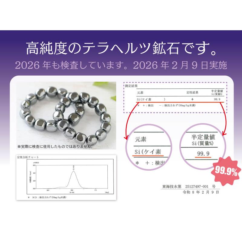 ラウンドボール付き テラヘルツ鉱石 ボタンカット ネックレス 幅約3mm