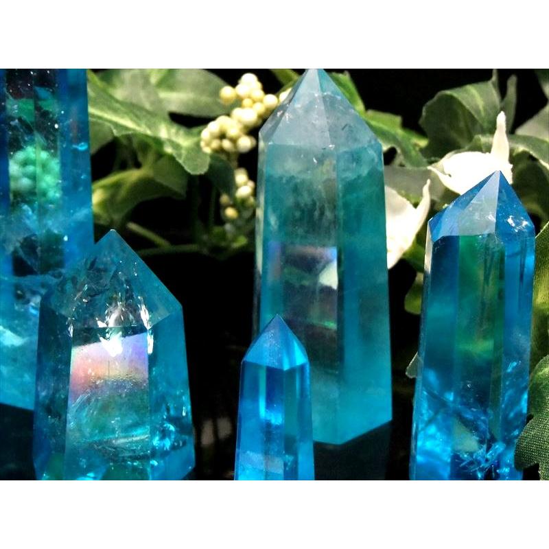 縁起物】藍 水晶 ポイント 六角柱 パワーストーン K9
