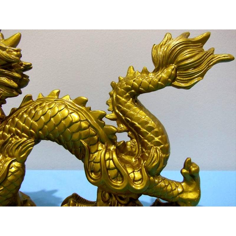 開運 金運 龍 龍神 龍柄中国製大型陶器 【金運 黄色イエロー】 【公式