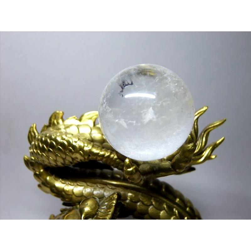 皇帝の象徴の五本爪龍 五本爪 龍神 水晶丸玉付き置物 幅110mm前後 天然