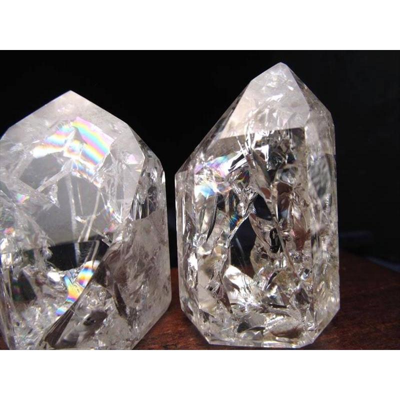 レインボー クラック 水晶 ポイント 約60g-70g 幸運 ポジティブ