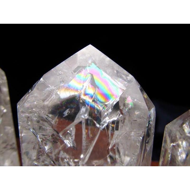 レインボー クラック 水晶 ポイント 約100g-110g 幸運