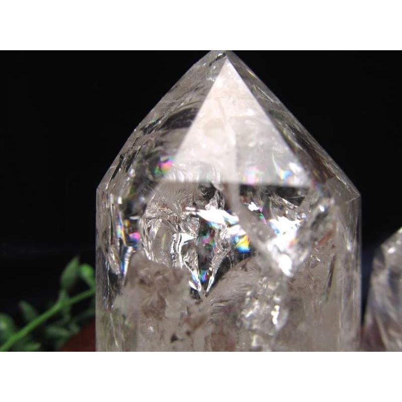 レインボー クラック 水晶 ポイント 約100g-110g 幸運