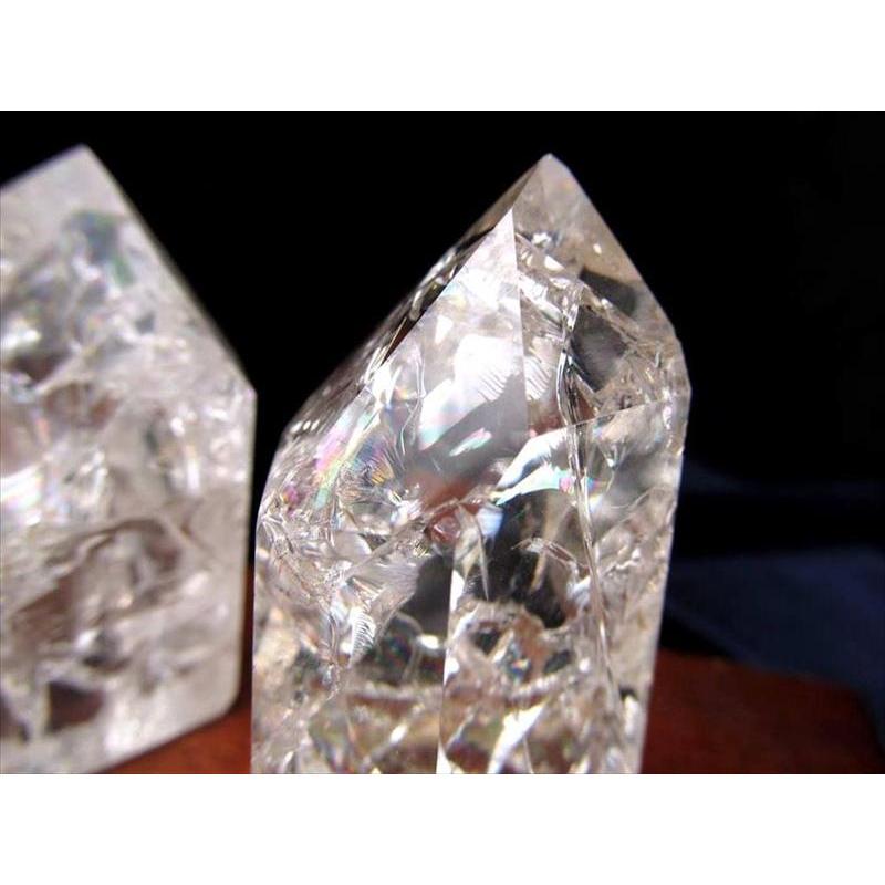 レインボー クラック 水晶 ポイント 約100g-110g 幸運 ポジティブ