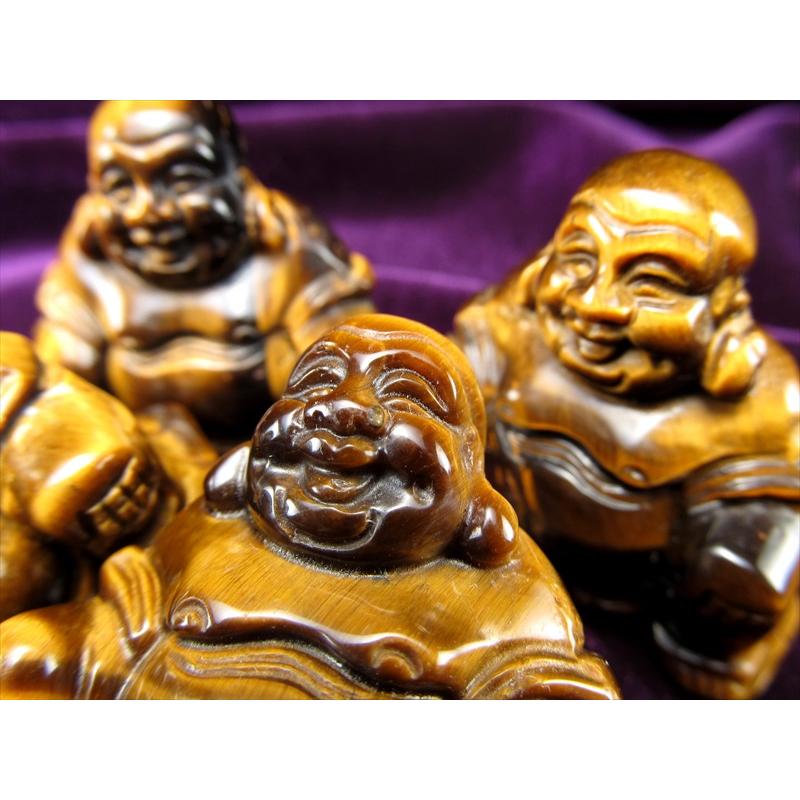 タイガーアイ 布袋様 彫り置物 約30g-50g 弥勒菩薩 七福神の一人