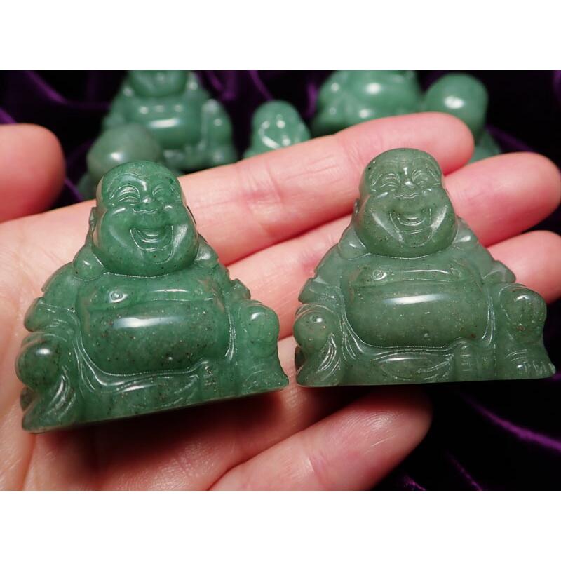 アベンチュリン 布袋様 彫刻置物 約30g-40g 風水やインテリアに 弥勒 