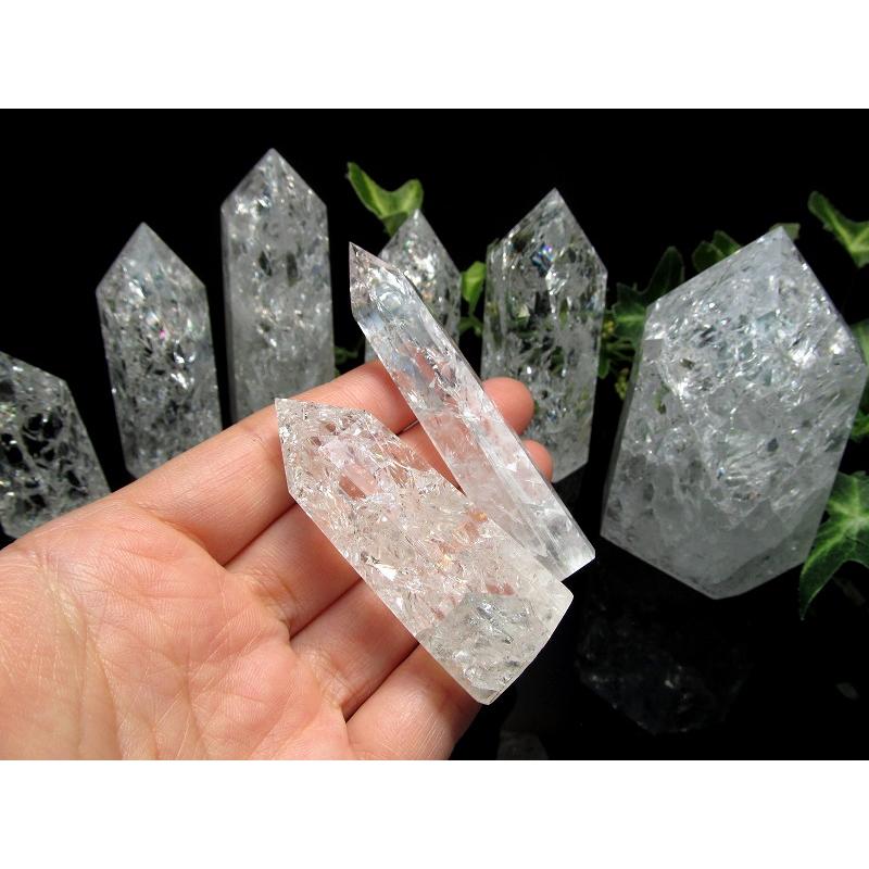 【オススメ】☆レインボー入りクラック水晶ポイント☆ レインボークラック水晶 ポイント 80g-100g 開運・幸運・浄化の