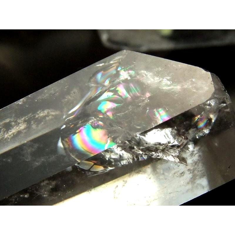 やみつき水晶ポイント 天然水晶ポイント 100g-120g 虹・ラダー