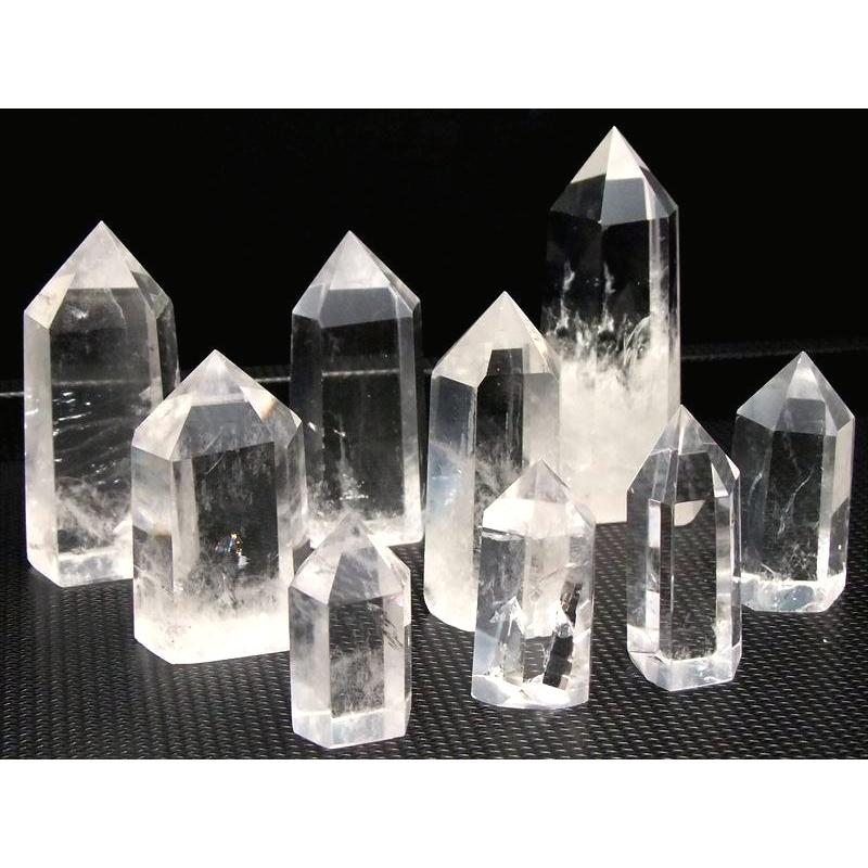 やみつき水晶ポイント 天然水晶ポイント 100g-120g 虹・ラダー