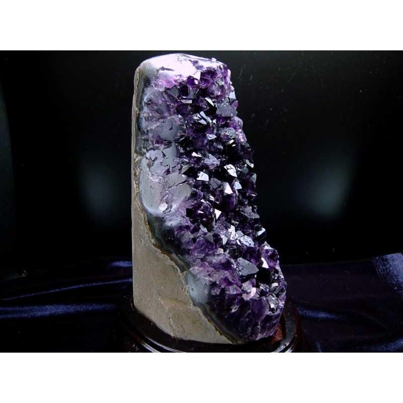 S級 アメジスト クラスター 木製台座付 高さ約218mm 重さ2066g 極上 美