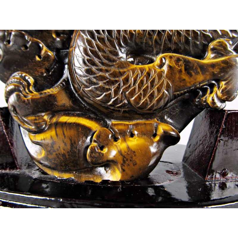 美麗ゴールドシラー龍神彫刻 タイガーアイドラゴン彫り ドラゴンボール  