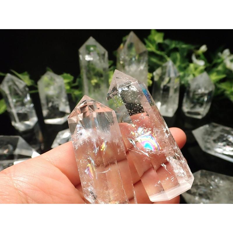 配送日指定可 レインボー☆魔除 スモーキークォーツ水晶六角柱