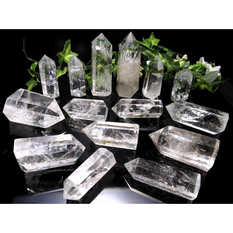 虹入り 水晶ポイント (六角柱) 20グラム-30グラム 超透明 手ごろな