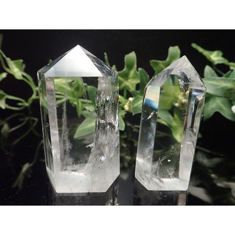 虹入り 水晶ポイント (六角柱) 20グラム-30グラム 超透明 手ごろな