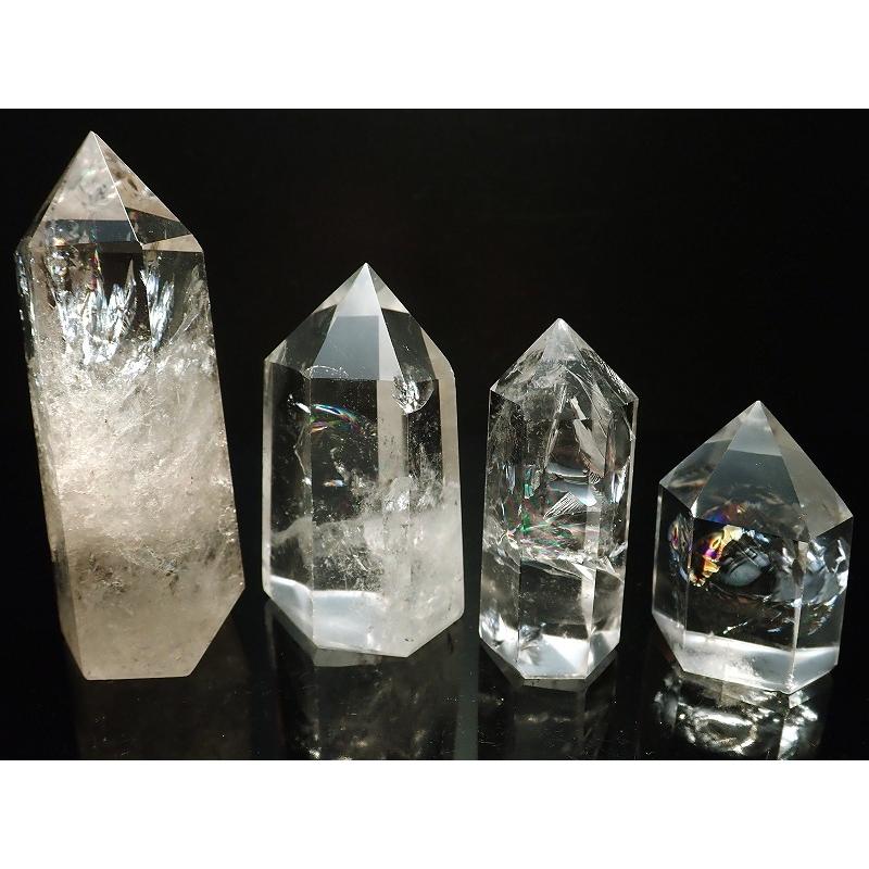 虹入り 水晶ポイント (六角柱) 20グラム-30グラム 超透明 手ごろな