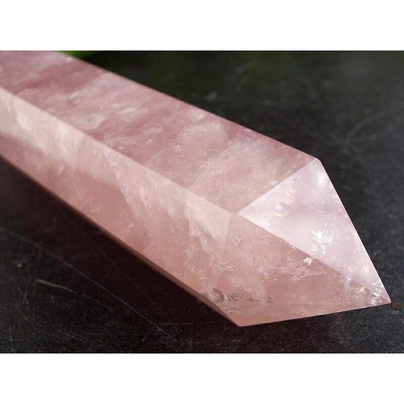 虹入り ディープ ローズクォーツ ポイント 巨大 六角柱 高さ163mm 重さ