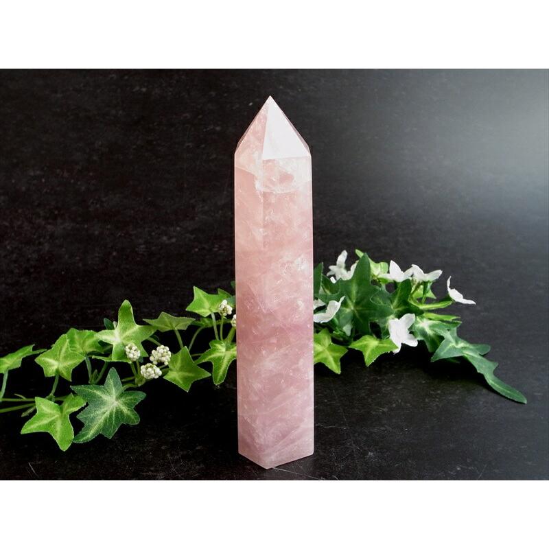 虹入り ディープ ローズクォーツ ポイント 巨大 六角柱 高さ163mm 重さ