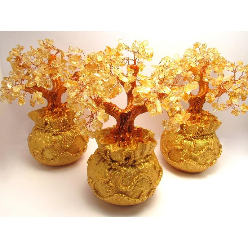 招財樹 シトリン 金のなる木 小 縦約15cm 黄水晶 風水アイテム