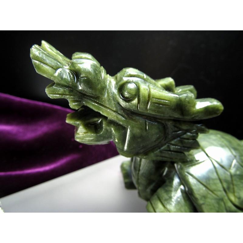 財運を高める瑞獣 サーペンティン 龍亀 ロングイ 彫刻置物 350g-450g