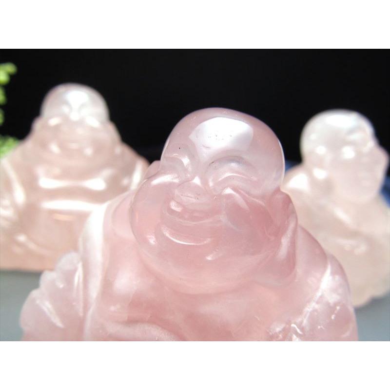 ローズクォーツ 布袋様彫り置物 約30g-45g 極上手彫り彫刻 弥勒菩薩