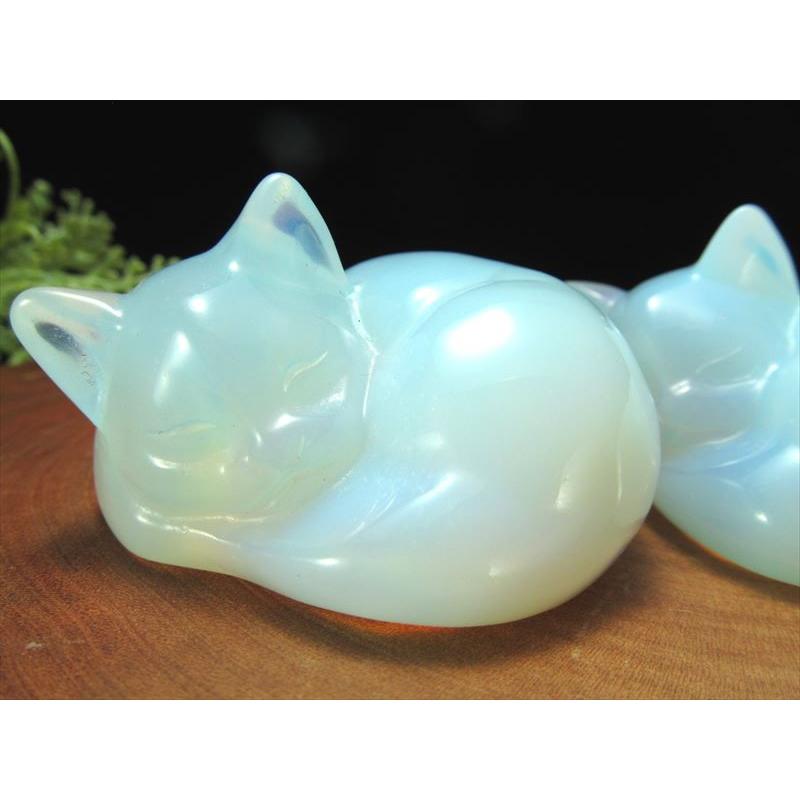 選べる4種 眠り猫 天然石置物 重さ70g-80g前後 癒しの眠り猫 愛おしい
